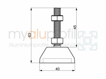 Leveling foot 5 D40 M8x60